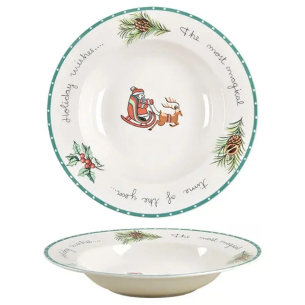 NEW Mikasa Set of 4 Christmas Wish Soup BowlsFine China Santa Sleigh Reindeer
